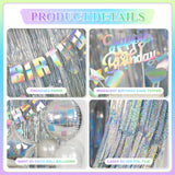 Disco Party Decorations, Iridescent Happy Birthday Star Hanging Banner