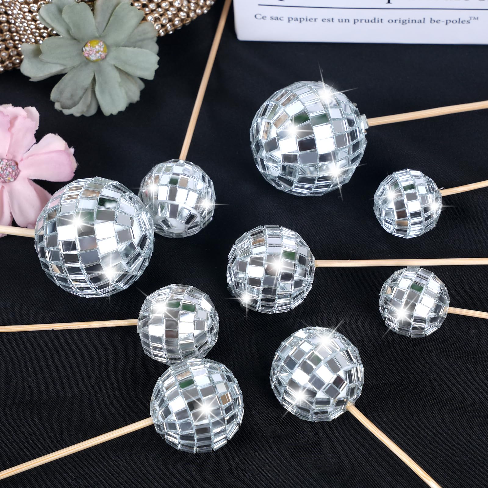23pcs Disco Ball Cupcake toppers Happy Birthday Cake Topper 1970s