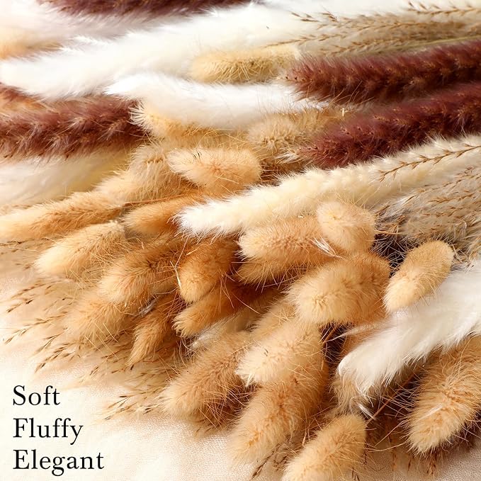 400 Pcs Dried Pampas Grass Decor Bulk 17 Inch White Dried Reed Grass
