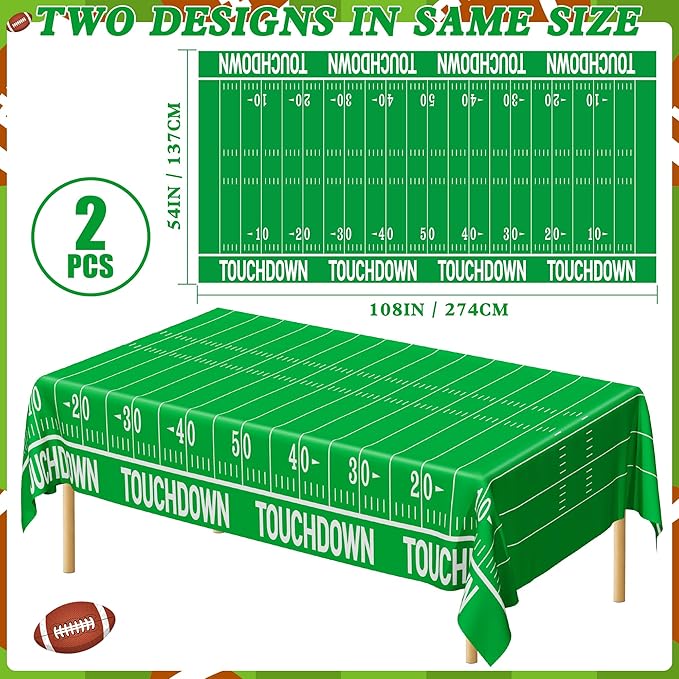 QZYL Football Party Decorations - 2PCS Touchdown Tablecloths,