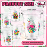 50 Pcs Summer Hawaiian Cups 12 oz Plastic Tropical Luau Glasses