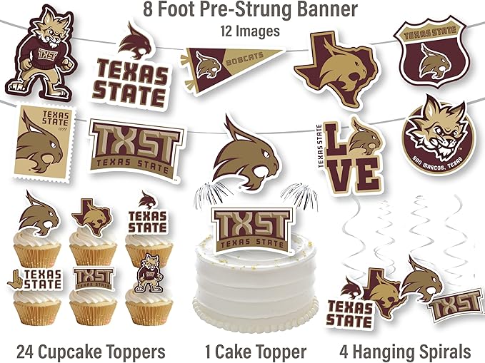 Texas State Party Supplies for TXST Football, Birthday Gift,