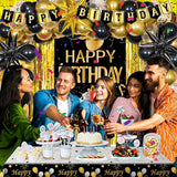 Black and Gold Birthday Decorations for Men Women Happy Birthday