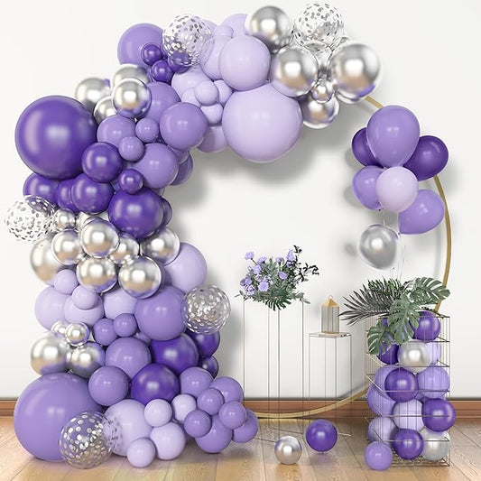 Amandir 153pcs Purple Balloon Garland Arch Kit, Different Sizes 18 12