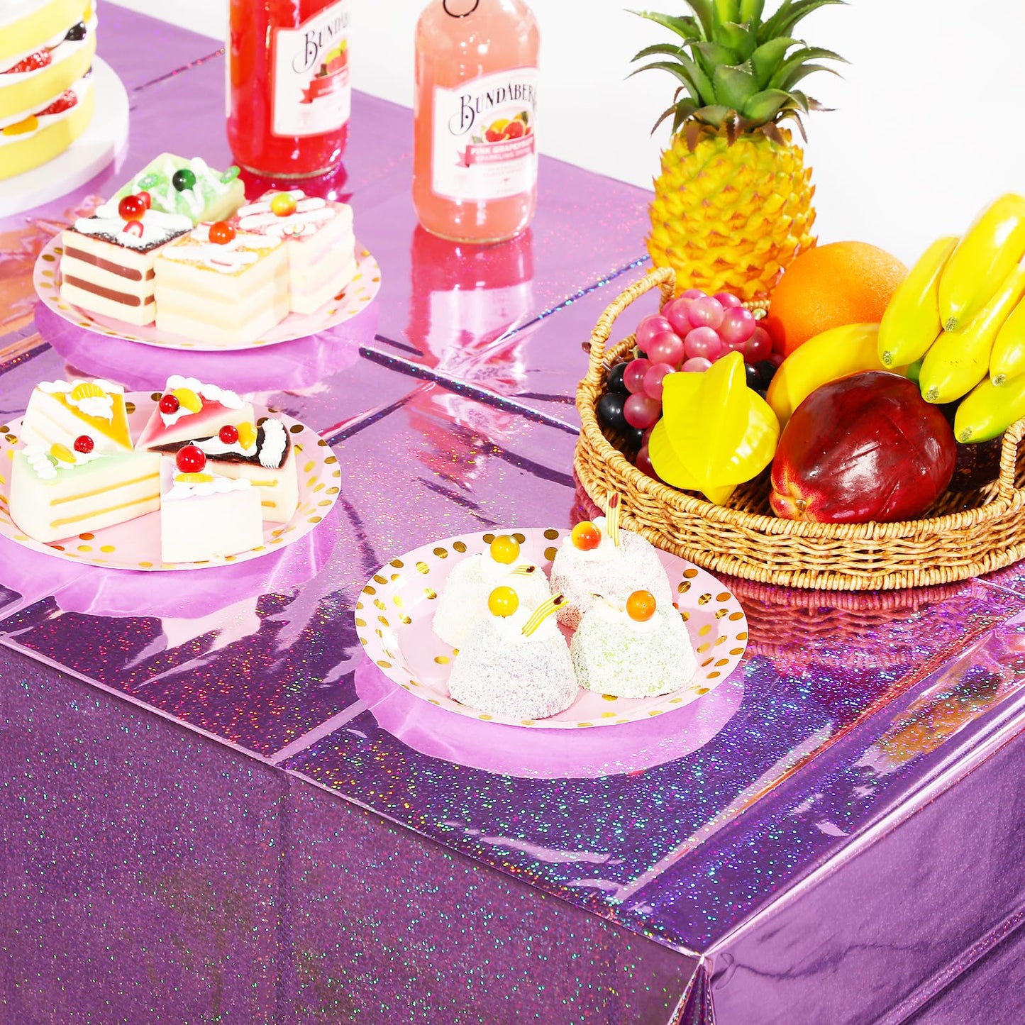 8 Pack Iridescent Light Purple Plastic Tablecloths Shiny Disposable