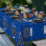 QZYL 4 Pack Graduation Tablecloth, 54" x 108" Blue Graduation Table