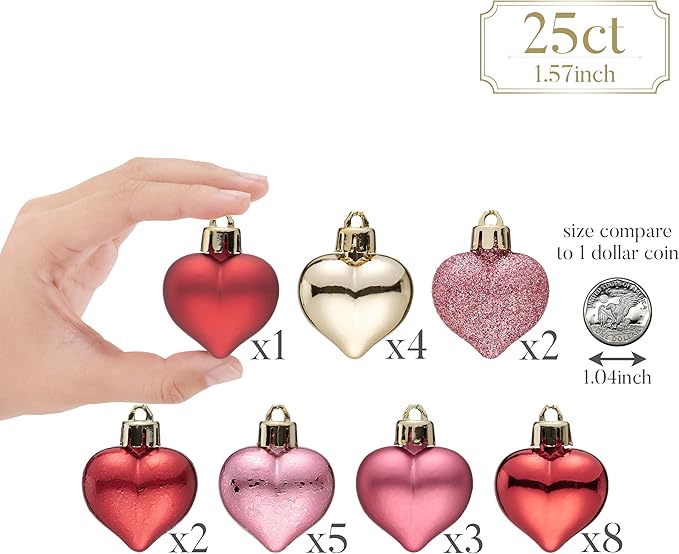 Valery Madelyn 25Pcs Valentine's Day Heart Shaped Ornaments Gift