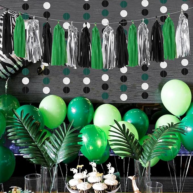 Black Green Silver Football Party Decorations 33pcs Banner Soccer