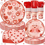 168PCS Red Love Heart Party Supplies for Valentines Galentines