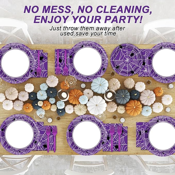 100 Pcs Halloween Birthday Party Supplies Paper Plates and Napkins