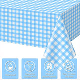 6pcs 54X108inch Light Blue Checkered Tablecloth,Blue Gingham