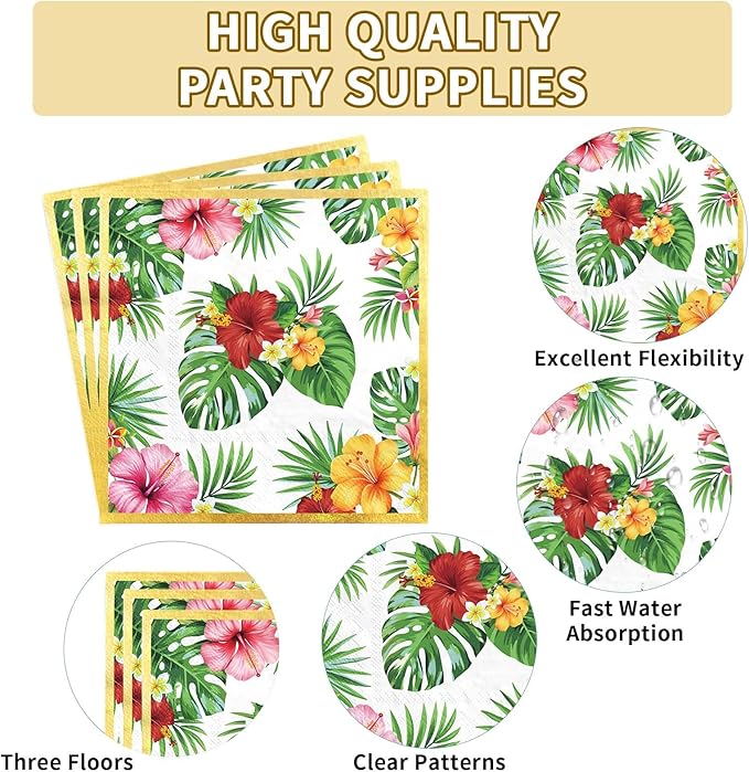 200Pcs Hawaiian Luau Party Decorations Aloha Tropical Hibiscus
