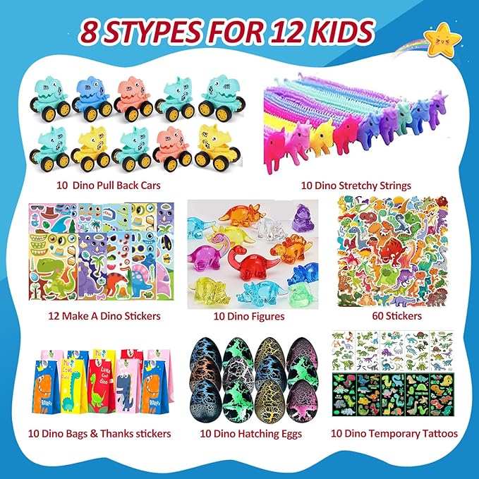 Dinosaur Party Favors For 10 Kids 140pcs Dinosaur Birthday Party