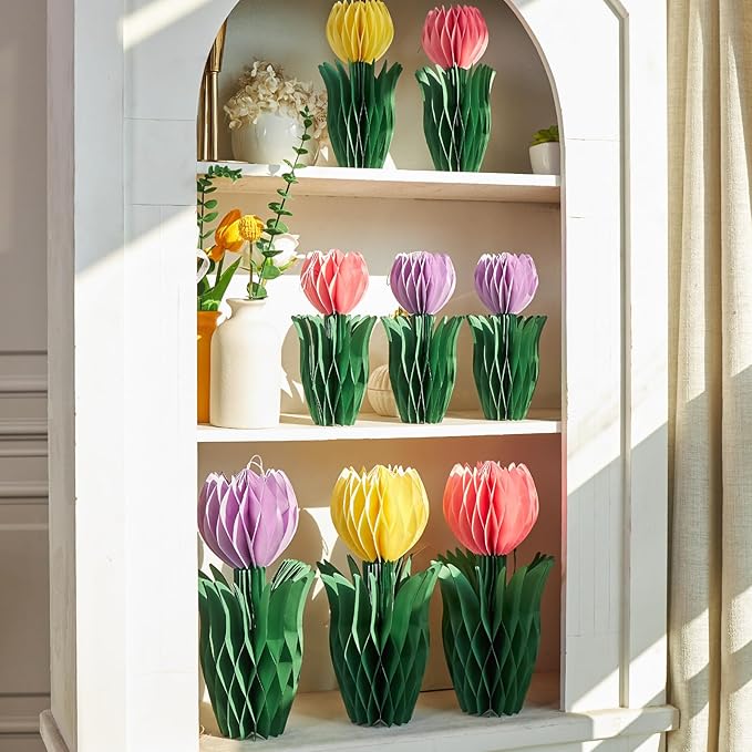 PAPER JAZZ Tulip Paper Flower Centerpieces for Table Spring Party