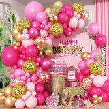 Hot Pink Cheetah Print Balloon Arch Kit 112Pcs Pink Gold Balloon