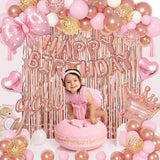 Ouddy Life Rose Gold Birthday Decorations for Women Girls Happy