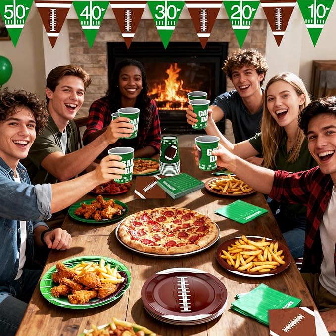 Football Party Decorations Kit for 24 Guests 99Pcs Tableware with