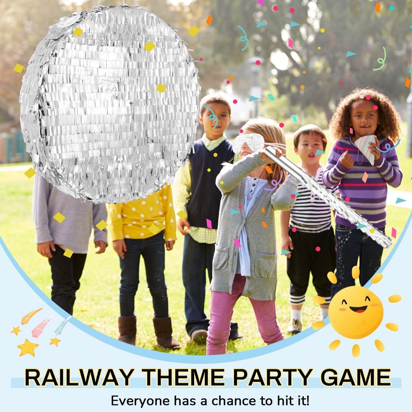 Jenaai Disco Ball Large Piñata 16 Inch, Round Blank Disco Piñata  Shin