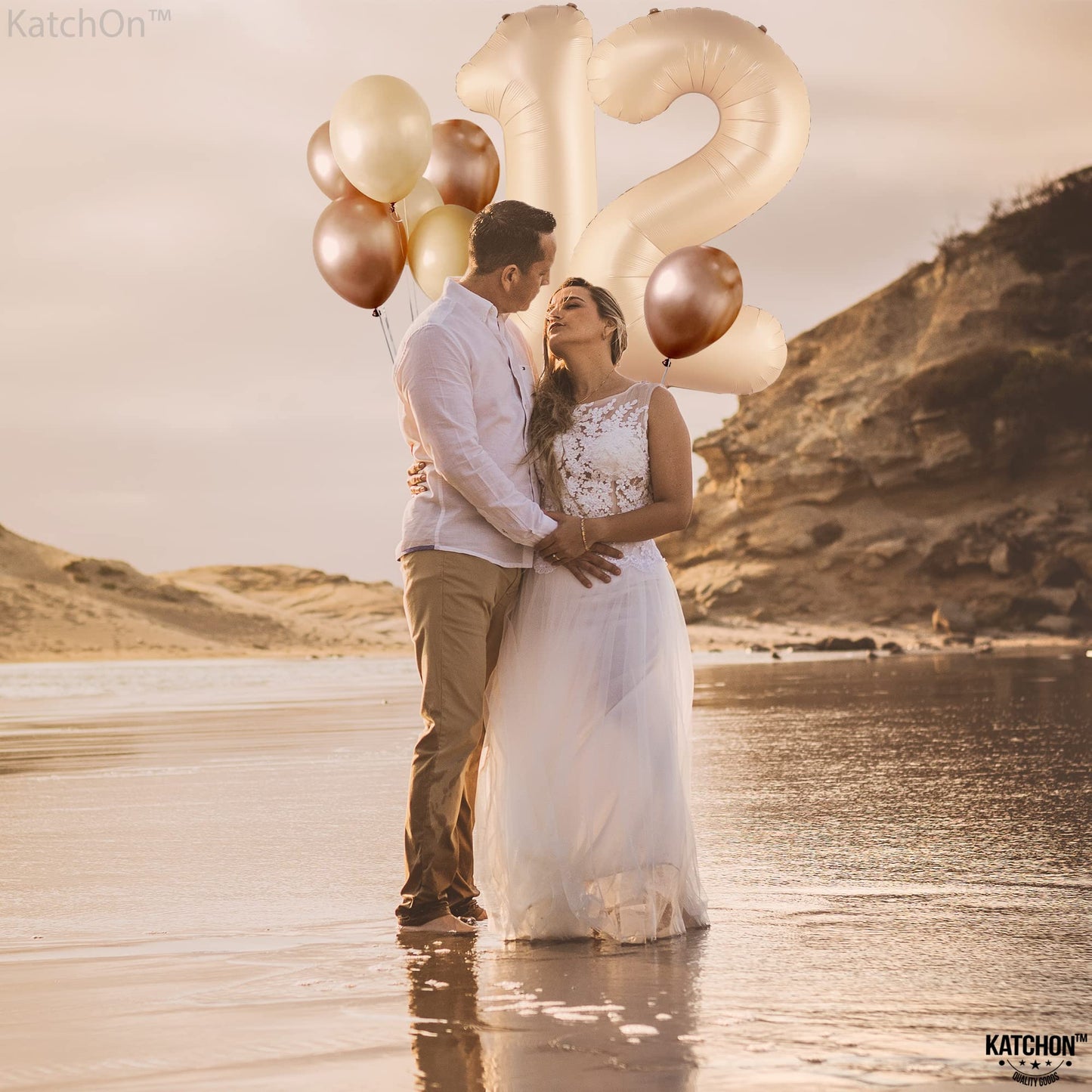 KatchOn, Huge Caramel 12 Balloon Number - 40 Inch | Caramel Number 12