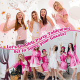 durony 96 Pieces Let's Go Girls Party Tableware Serve 24 Guests