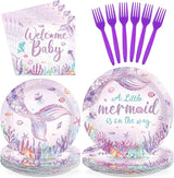 96 Pcs Mermaid Baby Shower Decorations for Girls A Little Mermaid Is