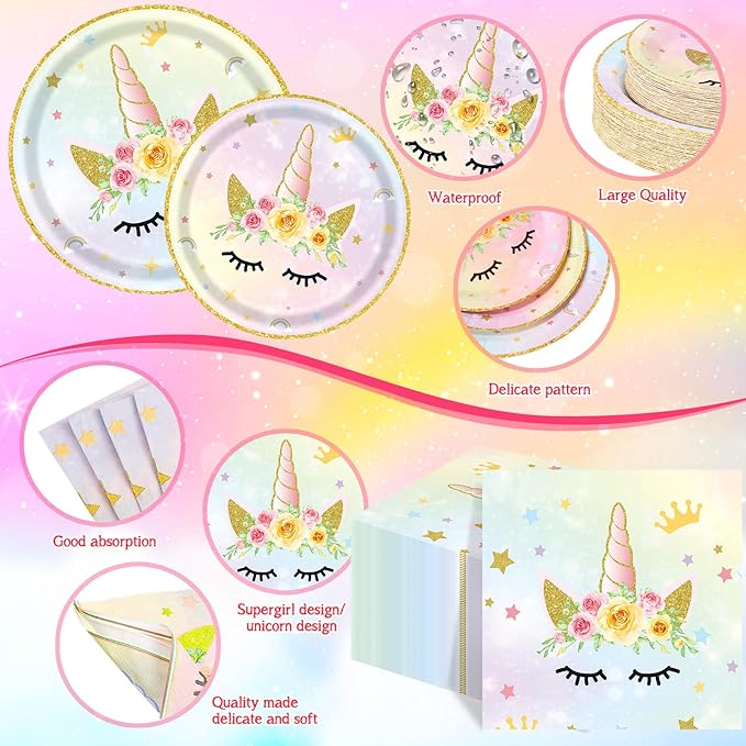 250 Pcs Unicorn Fairy Party Decoration for Girl Happy Birthday