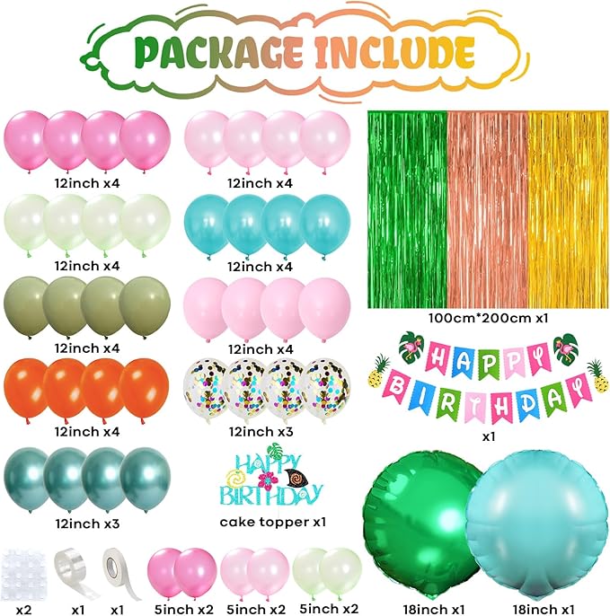 Hawaiian Tropical Birthday Party Decorations Summer Luau Party
