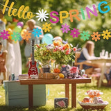 Hello Spring Banner Colorful Glitter Spring Wildflower Banner