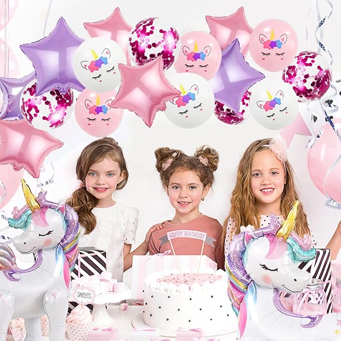 16 Pcs Unicorn Balloons Kit for Birthday Party Decorations 2 Self