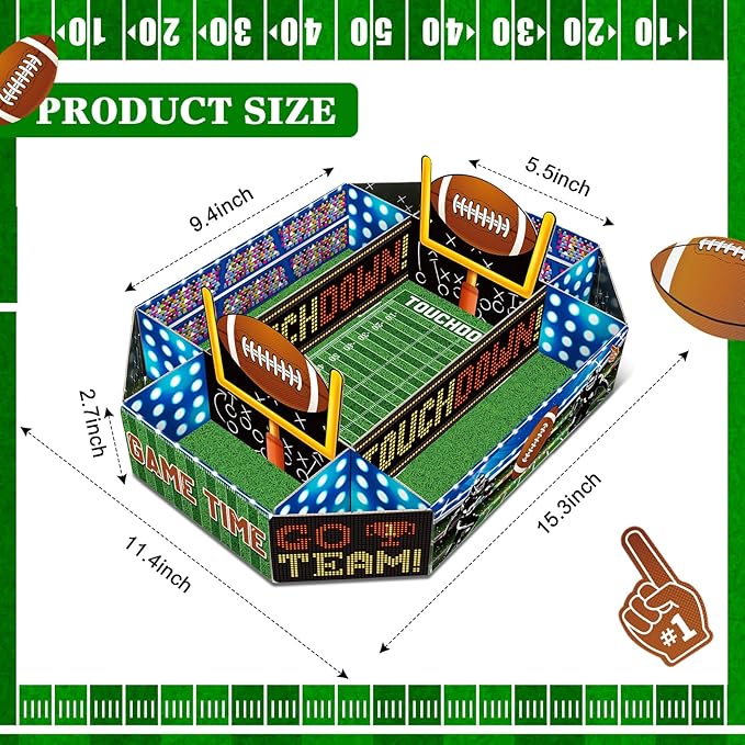 2 Pcs Football Food Serving Tray Football Party Supplies Kits Large