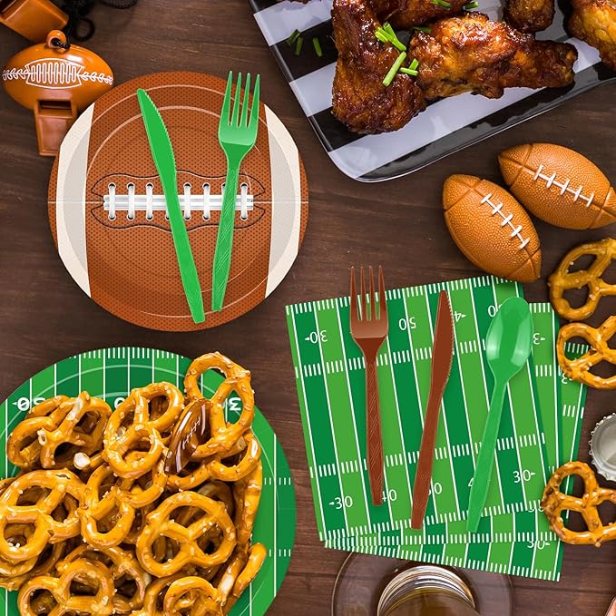 175 Pcs Football Tableware Set Serves 25 Football Themed Disposable
