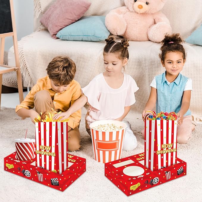 Movie Night Snack Trays 48pcs Include 24 Movies Themed Snack Trays