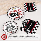 96 Pcs Fast One Birthday Decorations Race Car 1st Birthday Plates