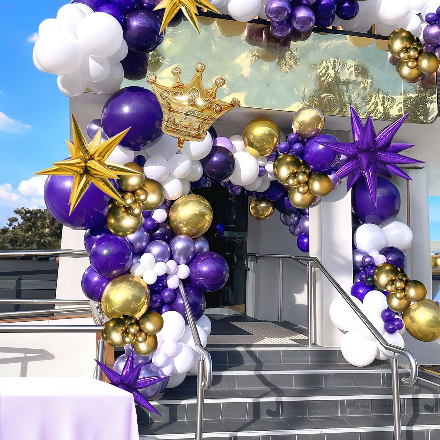 royal Purple gold white Balloon garland kit 126Ppcs luxury double