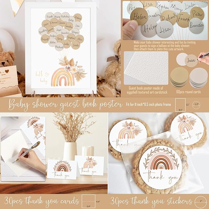 Boho Baby Shower Decorations, Boho Rainbow Baby Shower Party