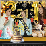 21st Birthday Decorations for Him Her with Banner Black and Gold