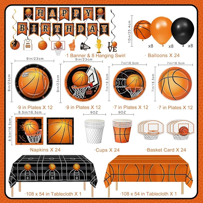 155 PCS Basketball Party Decorations Basketball Party Supplies