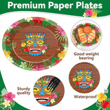 50Pcs Hawaiian Luau Party Oval Paper Plates 11 Inch Luau Summer