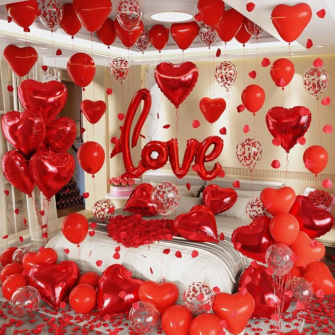 Red Heart Balloons Love Balloon Valentines Day Balloons Decorations