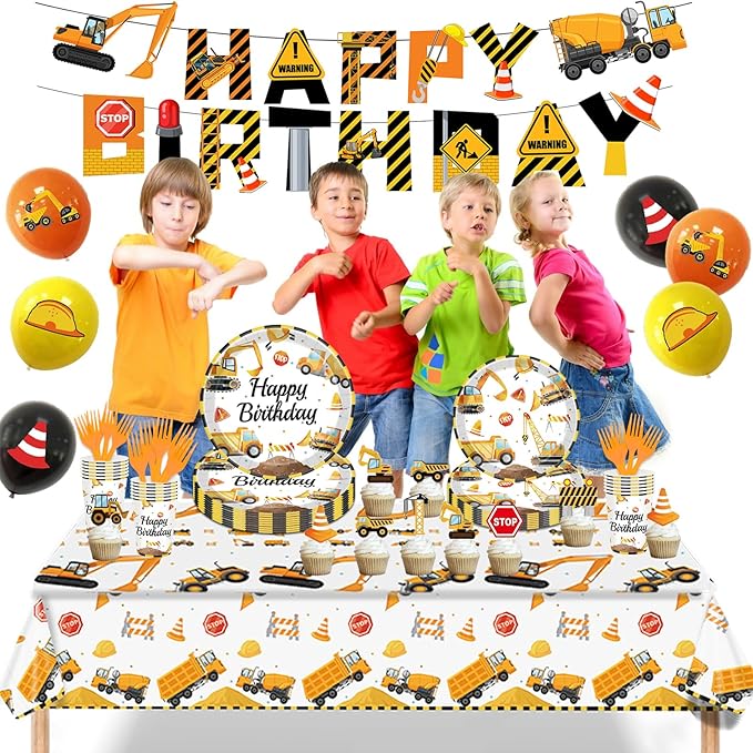 Construction Birthday Party Supplies for 24 Guests Decorations
