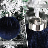Velvet Ornaments for Christmas Tree Decorations - Navy Blue Xmas Ball