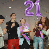 21st Birthday Decorations for Her Purple with 21st Birthday Sash and