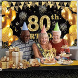 80th Birthday Decorations Men Women with 80th Birthday Banner Black
