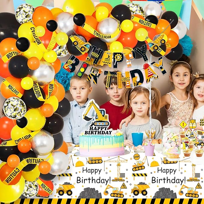 345 Pcs Construction 3rd Birthday Party Supplies Dump Truck Three