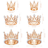 6 Pcs Crown Cake Topper Artificial Pearl Rhinestone Small Tiara Cake