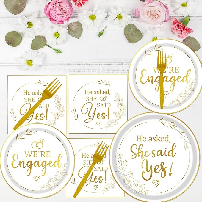 She Said Yes Decorations 96PCS Engagement Party Decorations He Asked