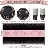 295 Pcs Black And Rose Gold Birthday Decorations Birthday