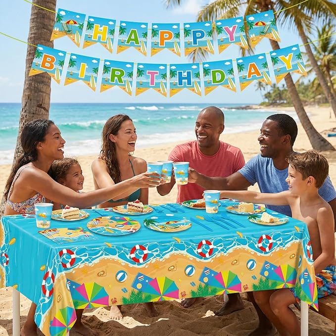 171pcs Summer Beach Birthday Party Decorations Paper Plates Napkins