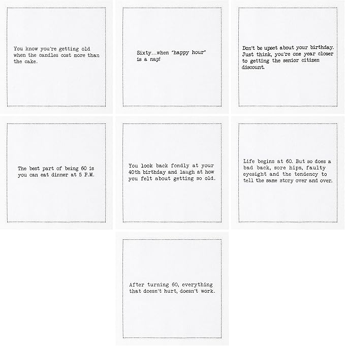 Five Star Funny 60th Birthday Quotes | White Cotton Cocktail Napkins