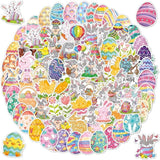 100 Pcs Printed Easter Eggs 2.3 + 100 Easter Stickers Bright Colors